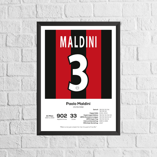 Paolo Maldini Legend Stats Football Print