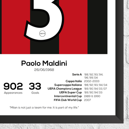 Paolo Maldini Legend Stats Football Print