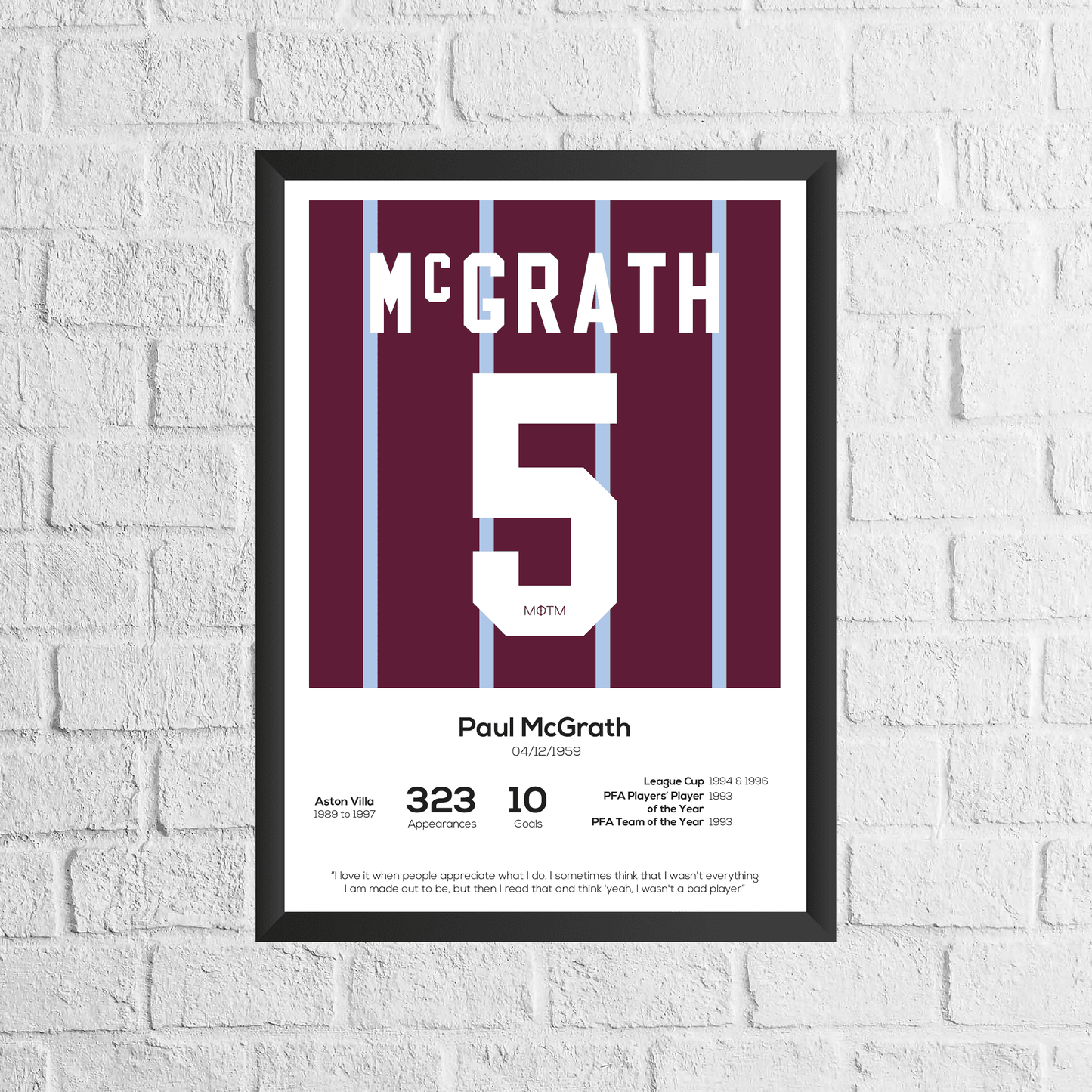Paul McGrath Legend Stats Print