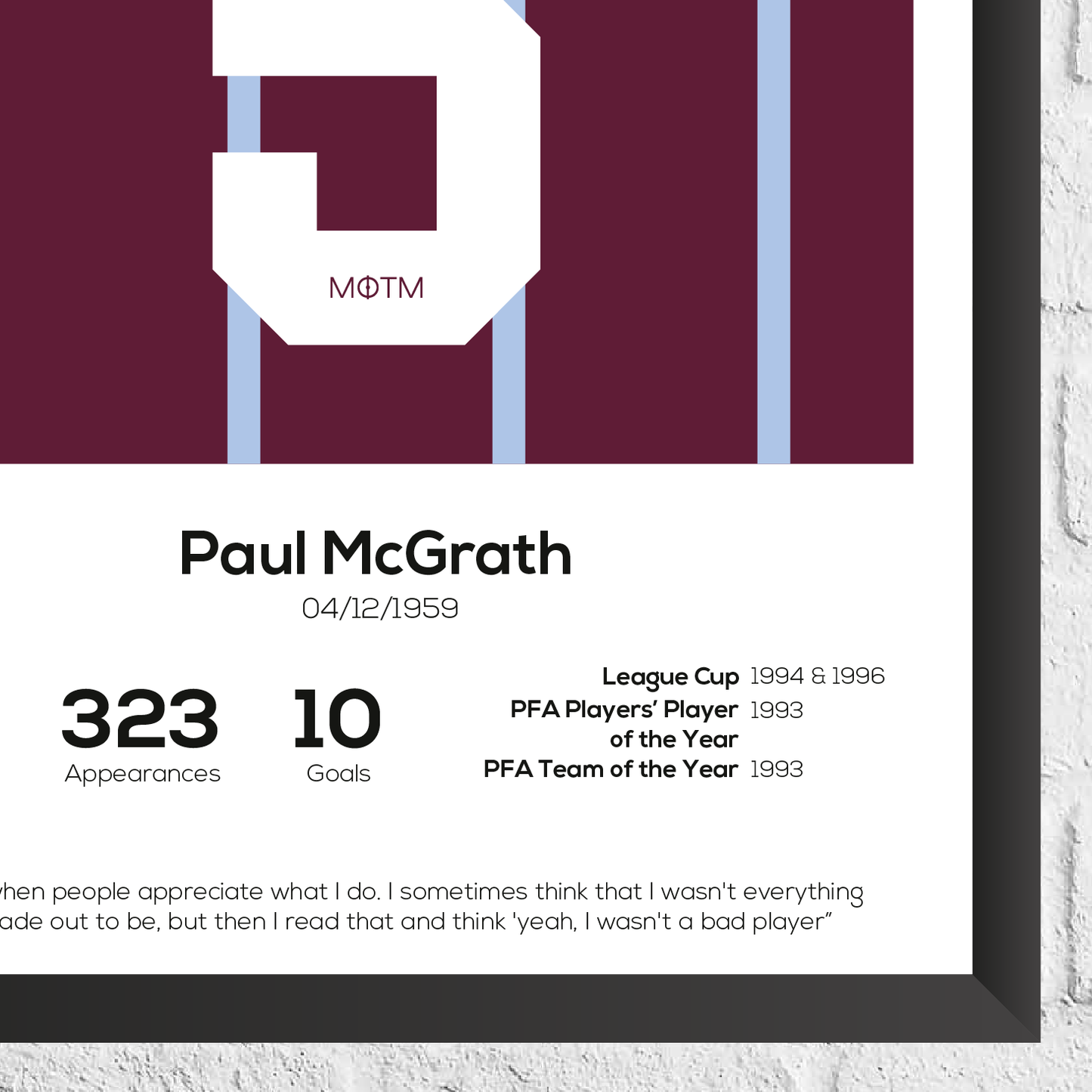 Paul McGrath Legend Stats Print