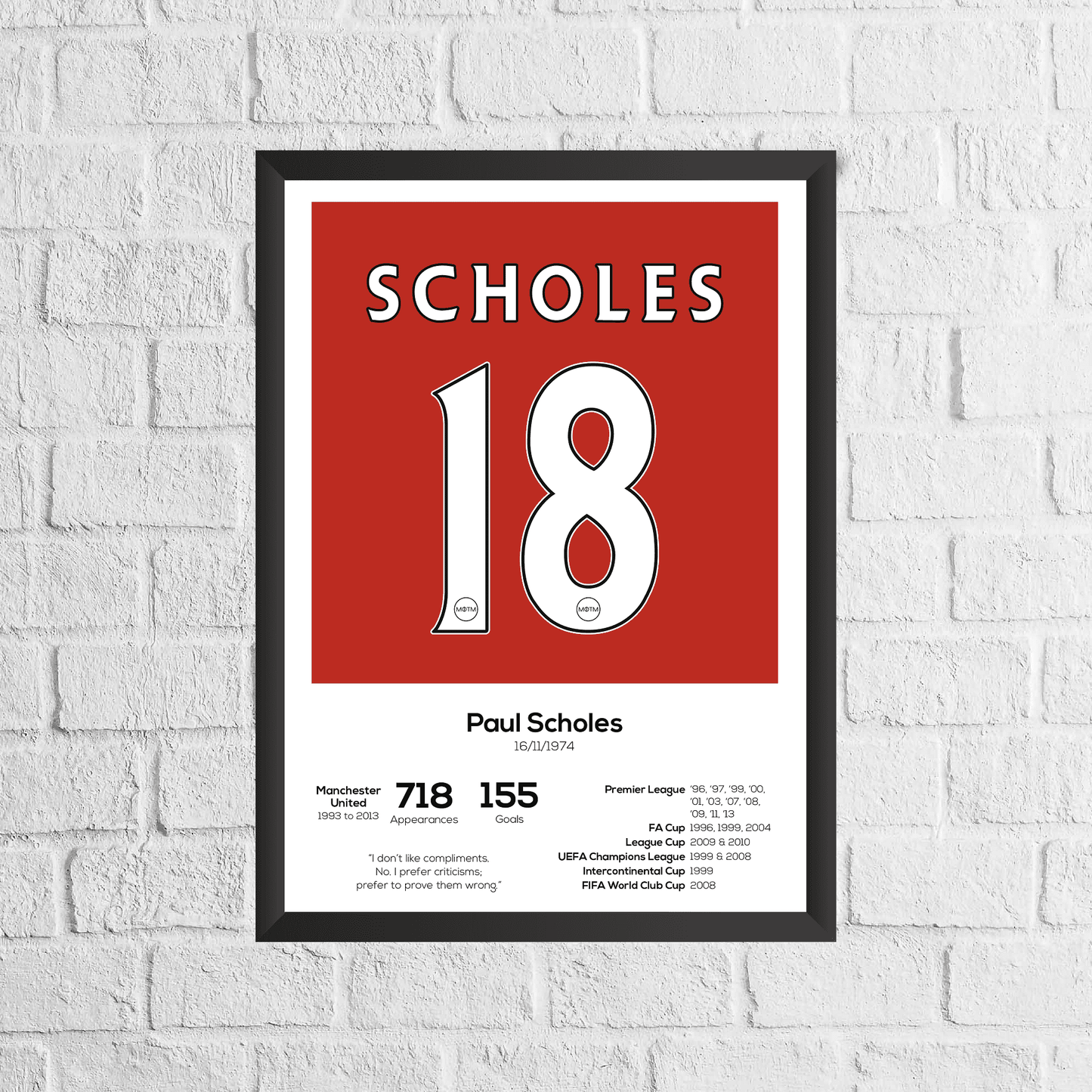 Paul Scholes Legend Stats Print