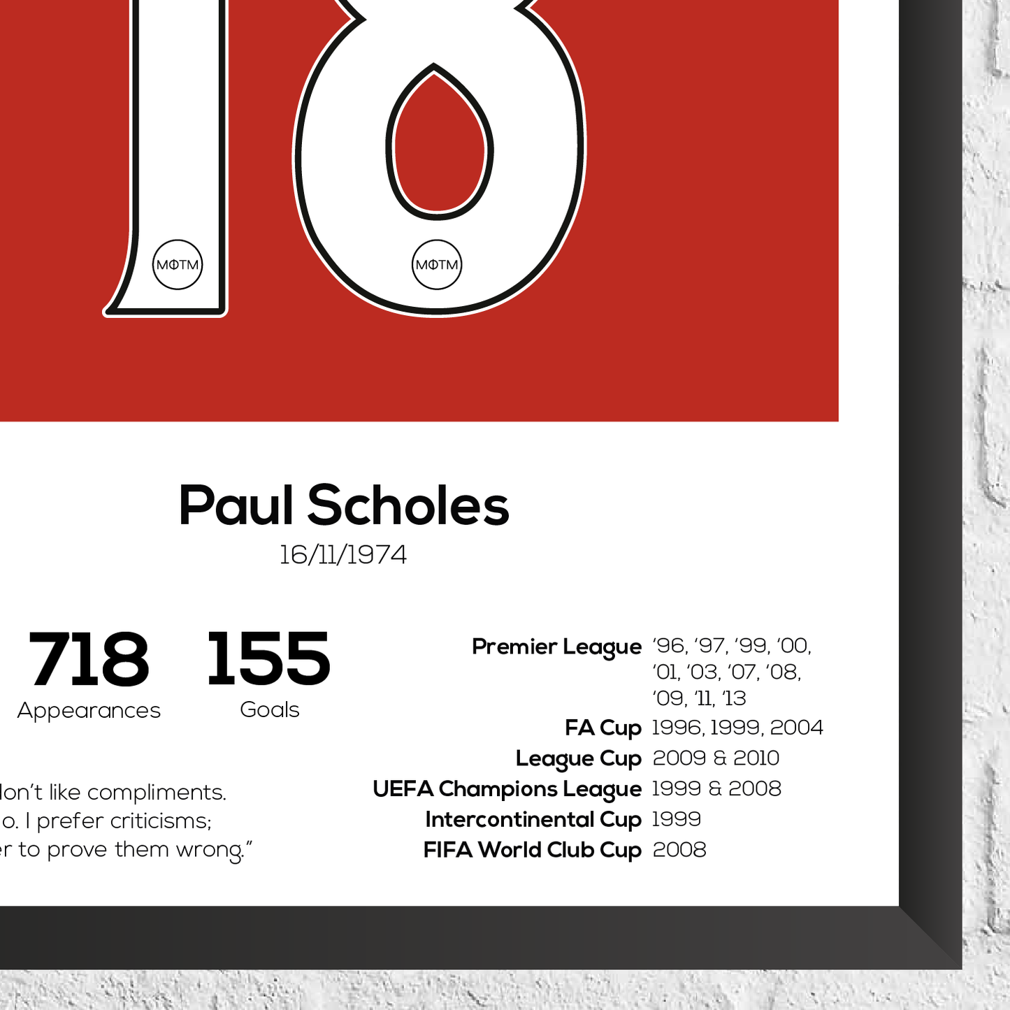 Paul Scholes Legend Stats Print