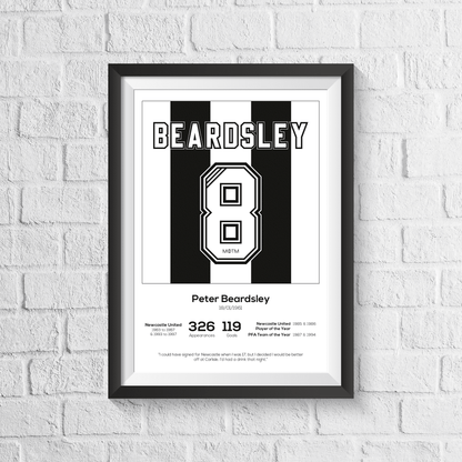 Peter Beardsley Newcastle United Legend Stats Print