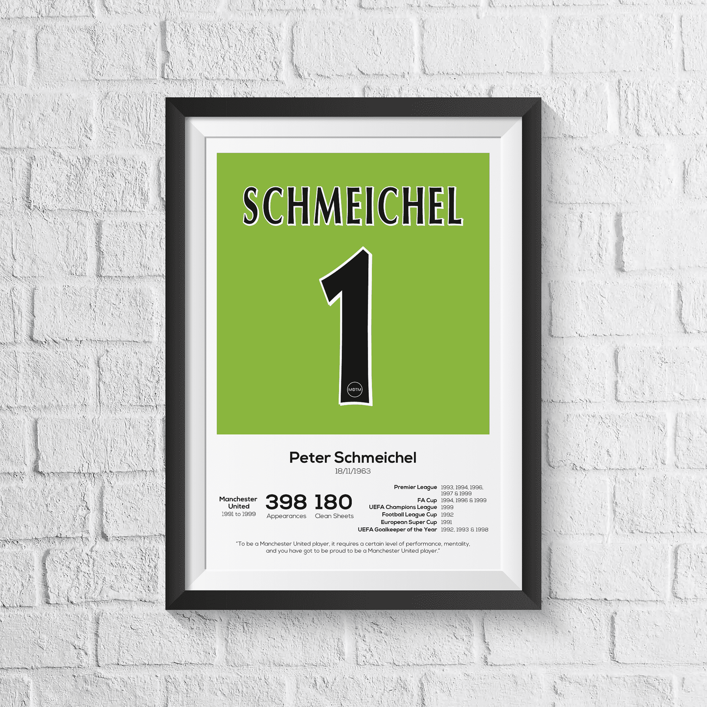 Peter Schmeichel Manchester United Legend Stats Print