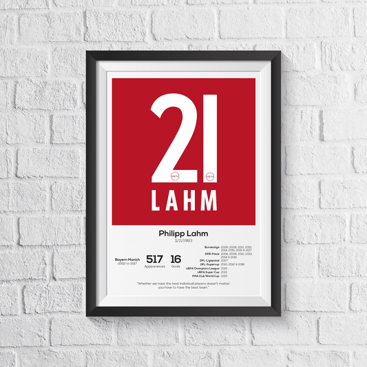 Philipp Lahm Bayern Munich Legend Stats Print