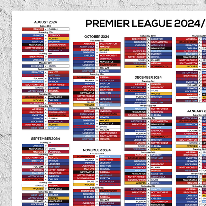 Premier League 2024/25 Season Wall Chart