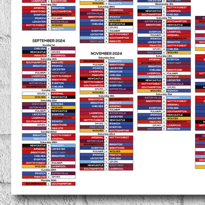 Premier League 2024/25 Season Wall Chart