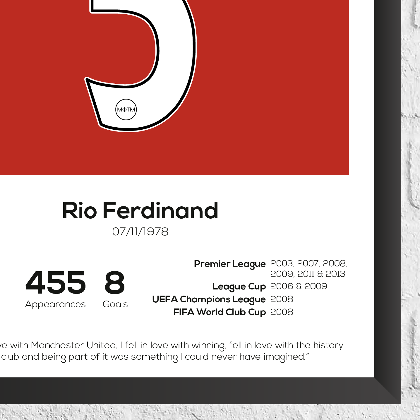 Rio Ferdinand Legend Stats Print
