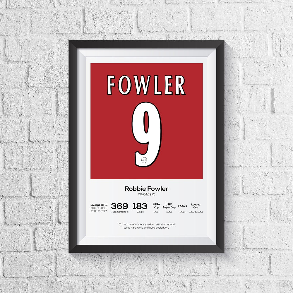 Robbie Fowler Liverpool Legend Stats Print - Man of The Match Football