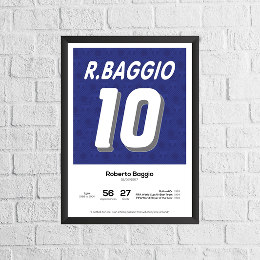 Roberto Baggio Italy Legend Stats Print