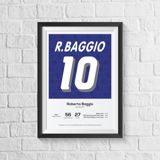 Roberto Baggio Italy Legend Stats Print