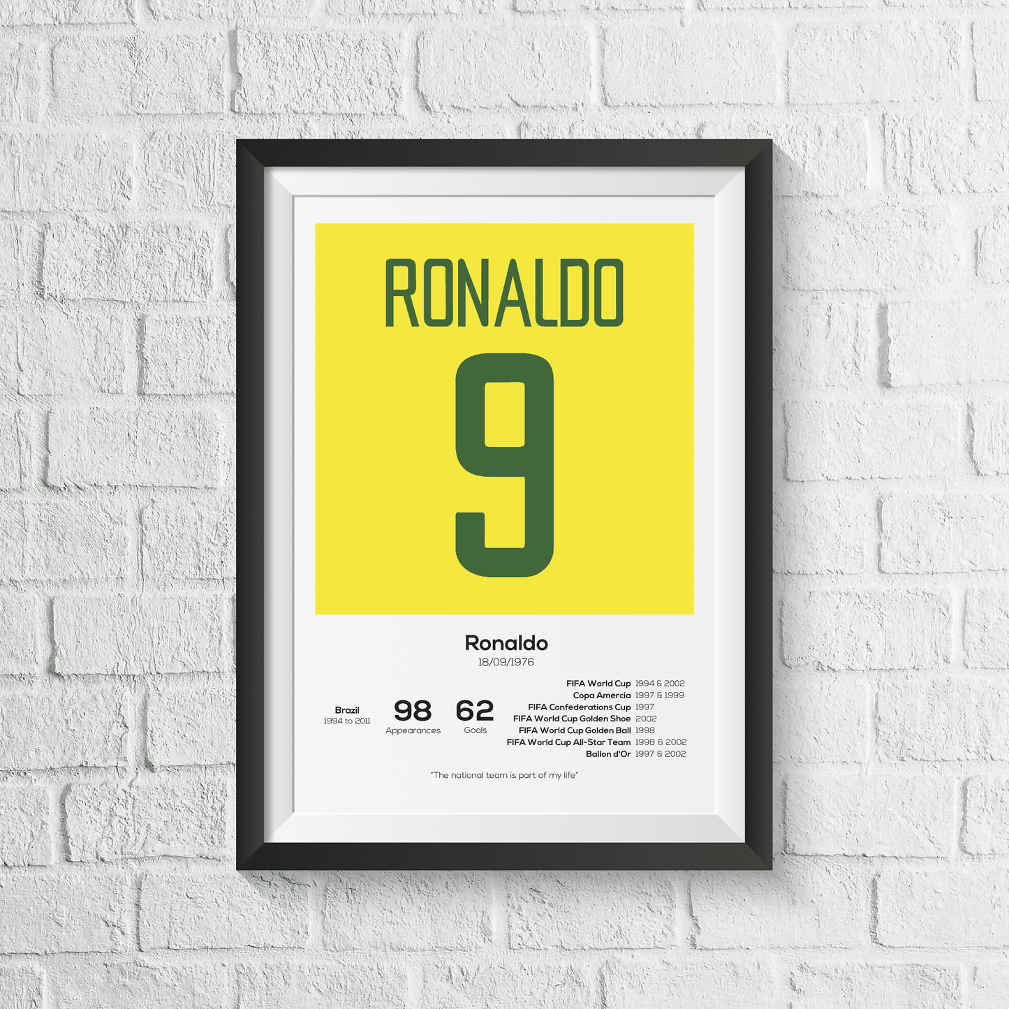 Ronaldo R9 Brazil Legend Stats Print