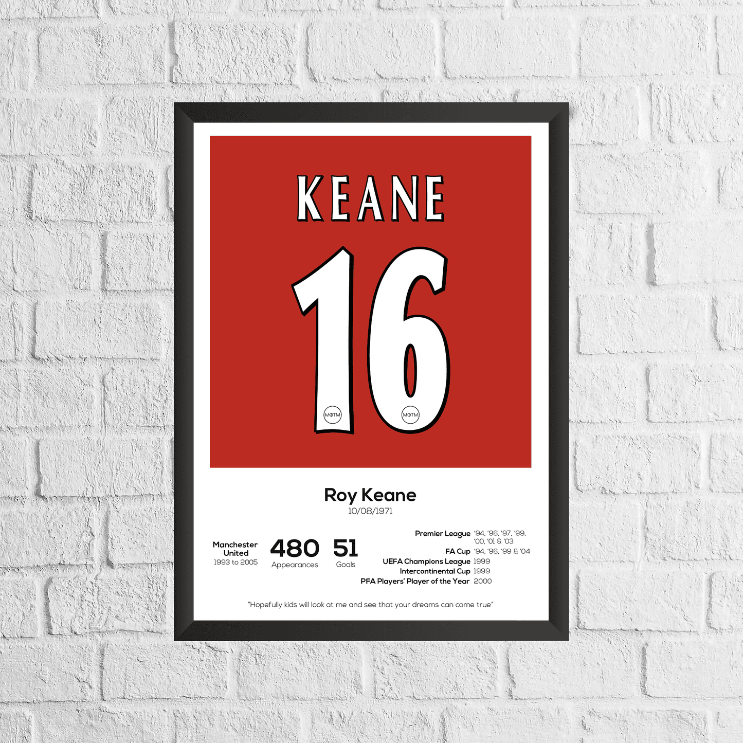 Roy Keane Legend Stats Print