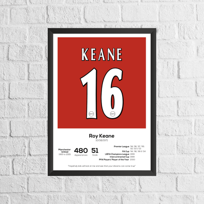 Roy Keane Legend Stats Print