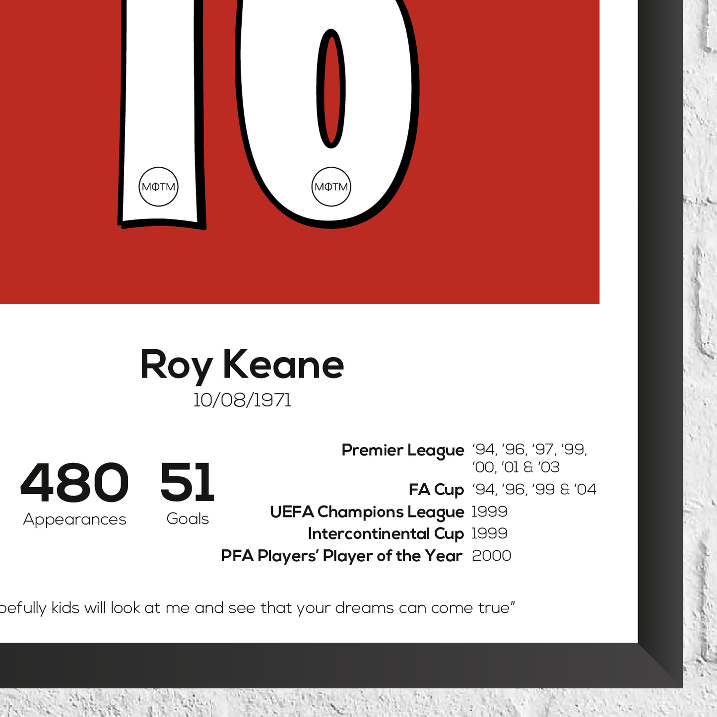 Roy Keane Legend Stats Print