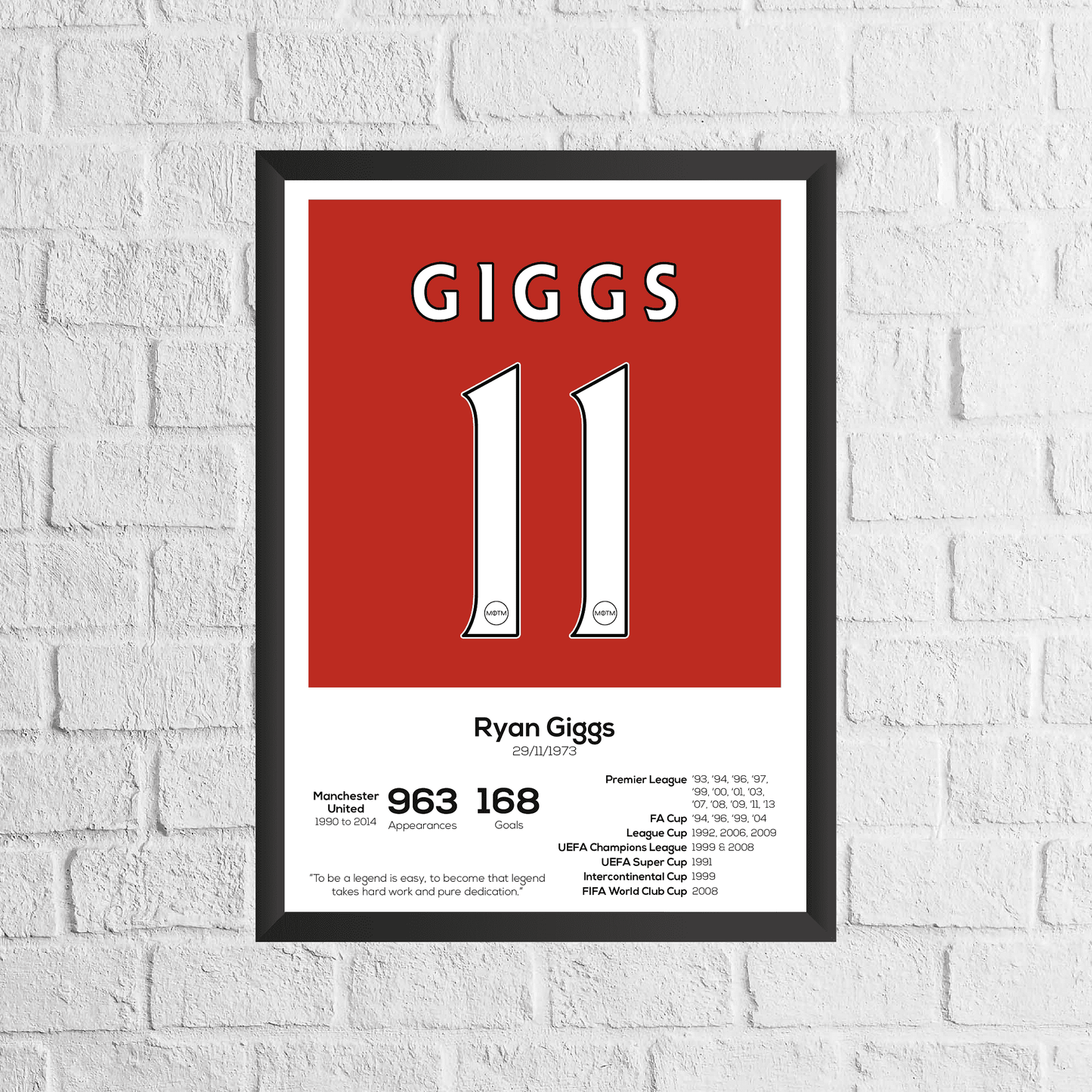 Ryan Giggs Legend Stats Print