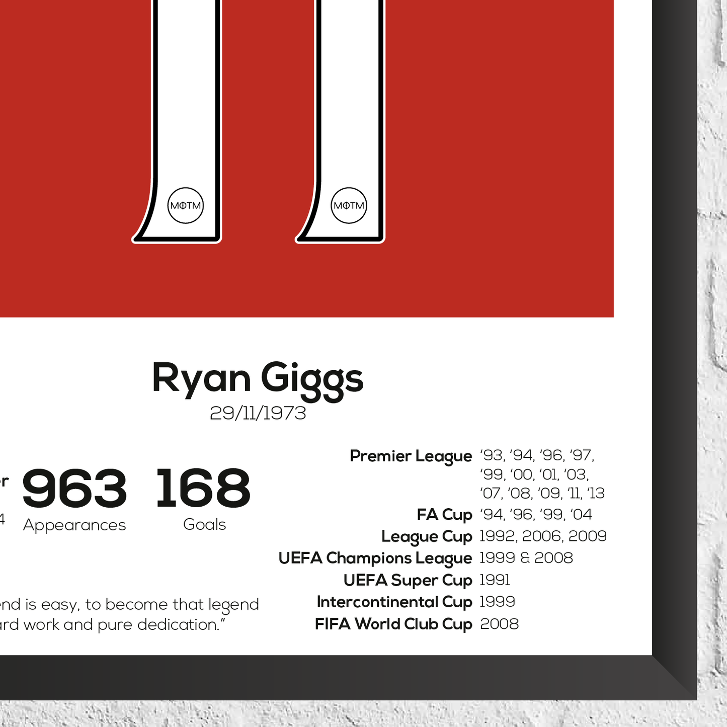 Ryan Giggs Legend Stats Print