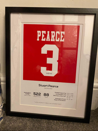 Stuart Pearce Nottingham Forest Legend Stats Print - Man of The Match Football