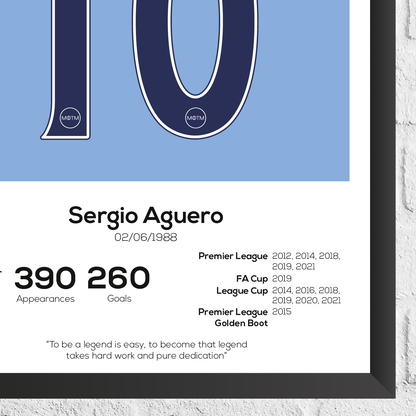 Sergio Aguero Legend Stats Print