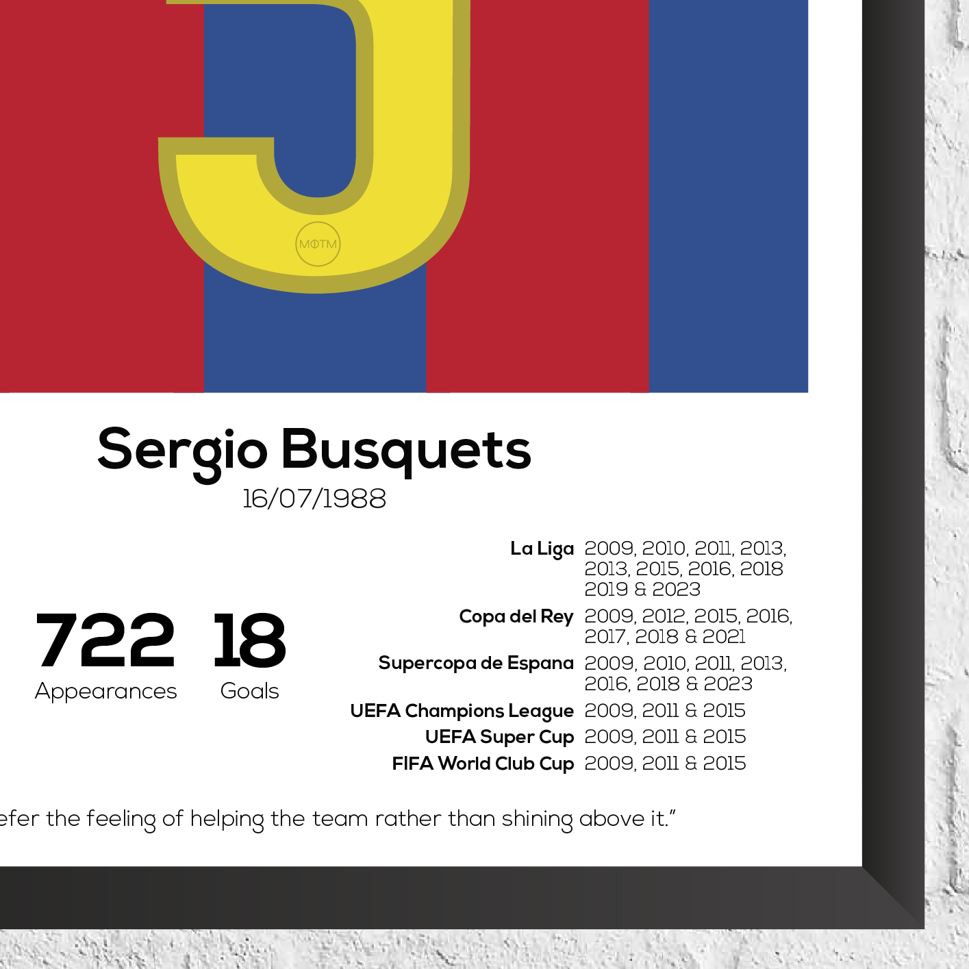 Sergio Busquets Legend Stats Print