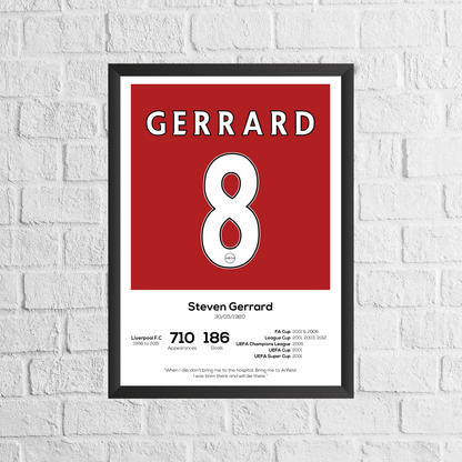 Steven Gerrard Legend Stats Print