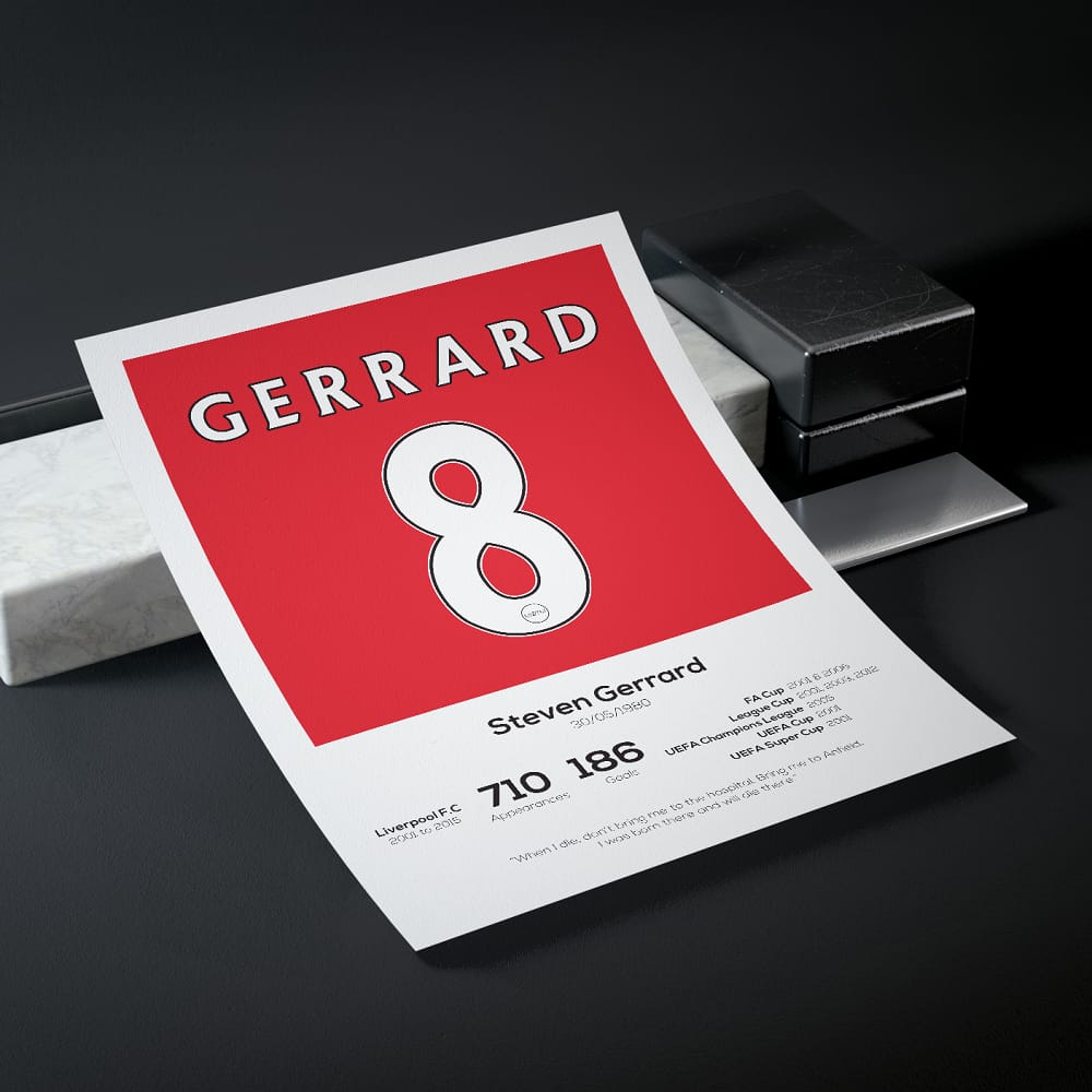 Steven Gerrard Liverpool Legend Stats Print - Man of The Match Football