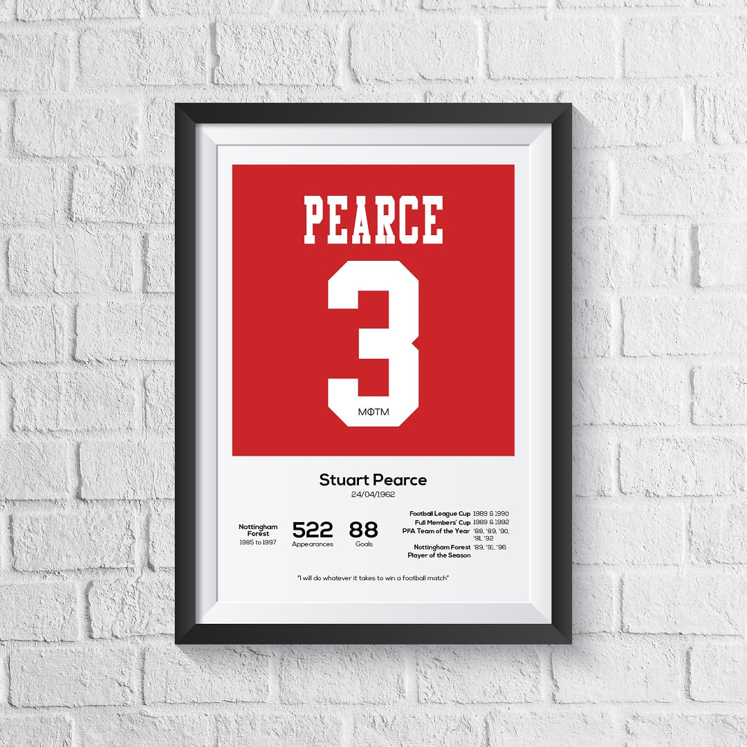 Stuart Pearce Nottingham Forest Legend Stats Print - Man of The Match Football