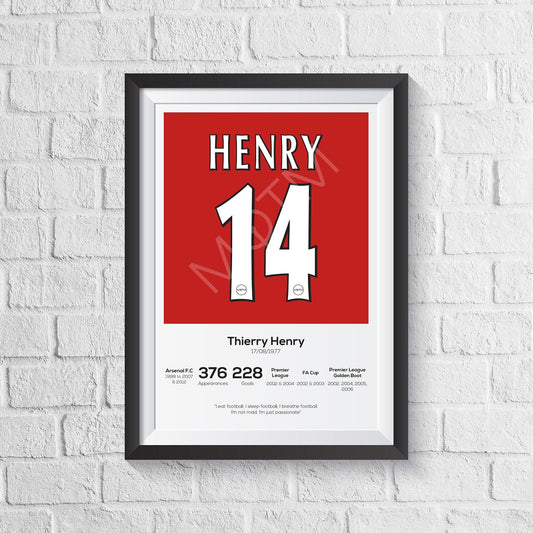 Thierry Henry Arsenal Legend Stats Print - Man of The Match Football