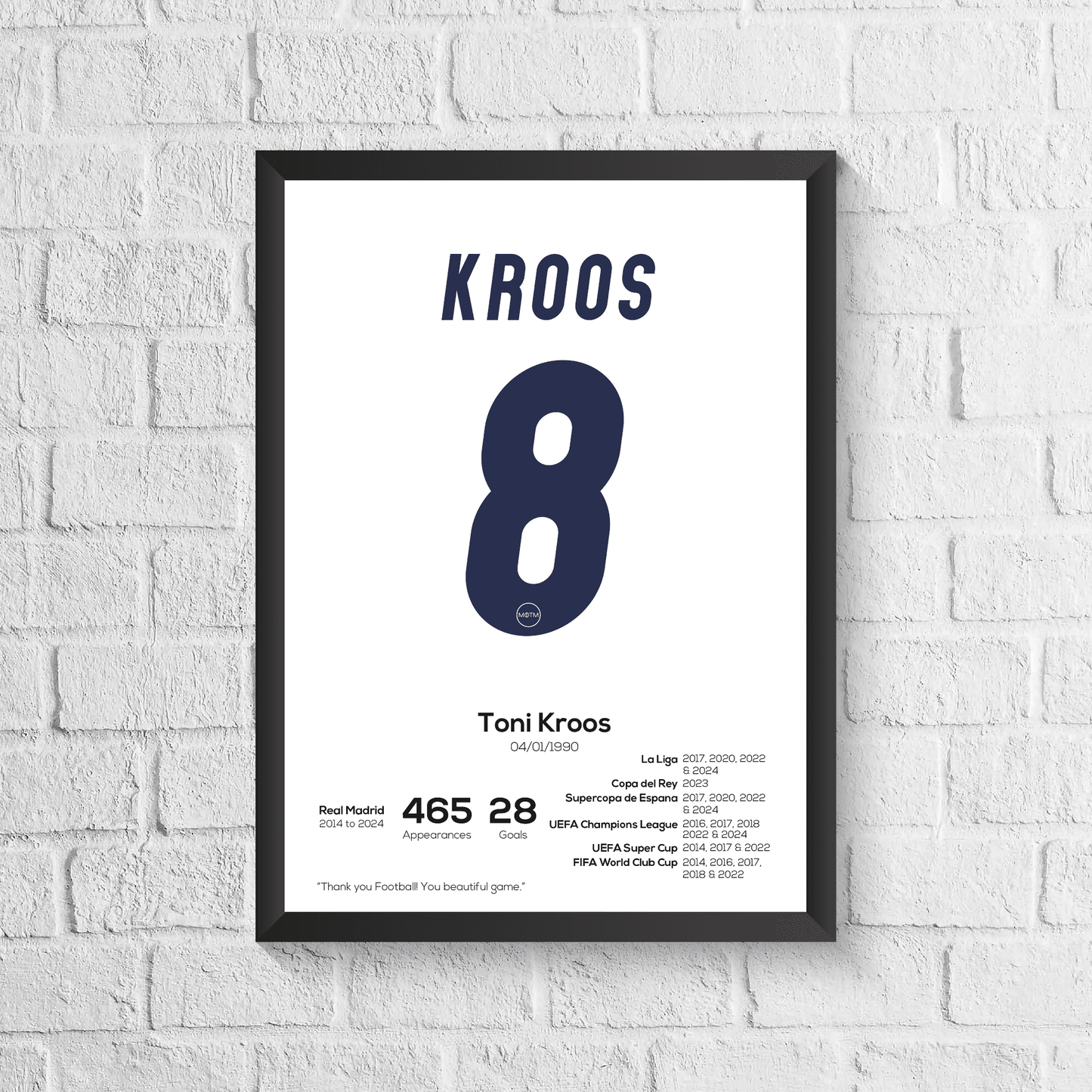 Toni Kroos Real Madrid Legend Stats Print