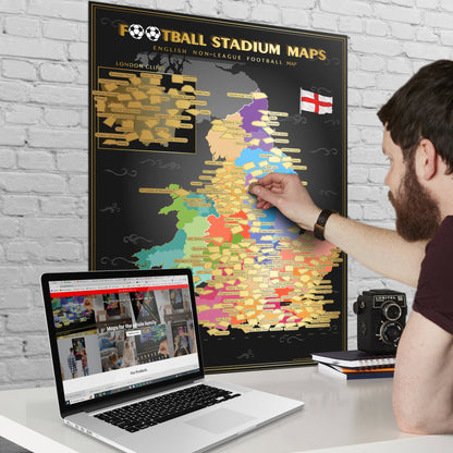England Non League Football Stadium Scratch-Off Map
