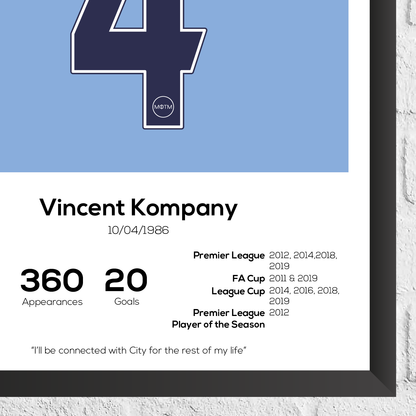 Vincent Kompany Legend Stats Print