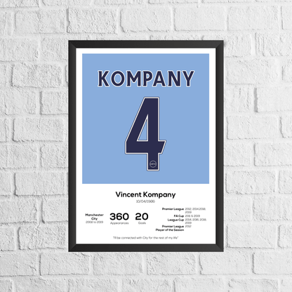 Vincent Kompany Legend Stats Print
