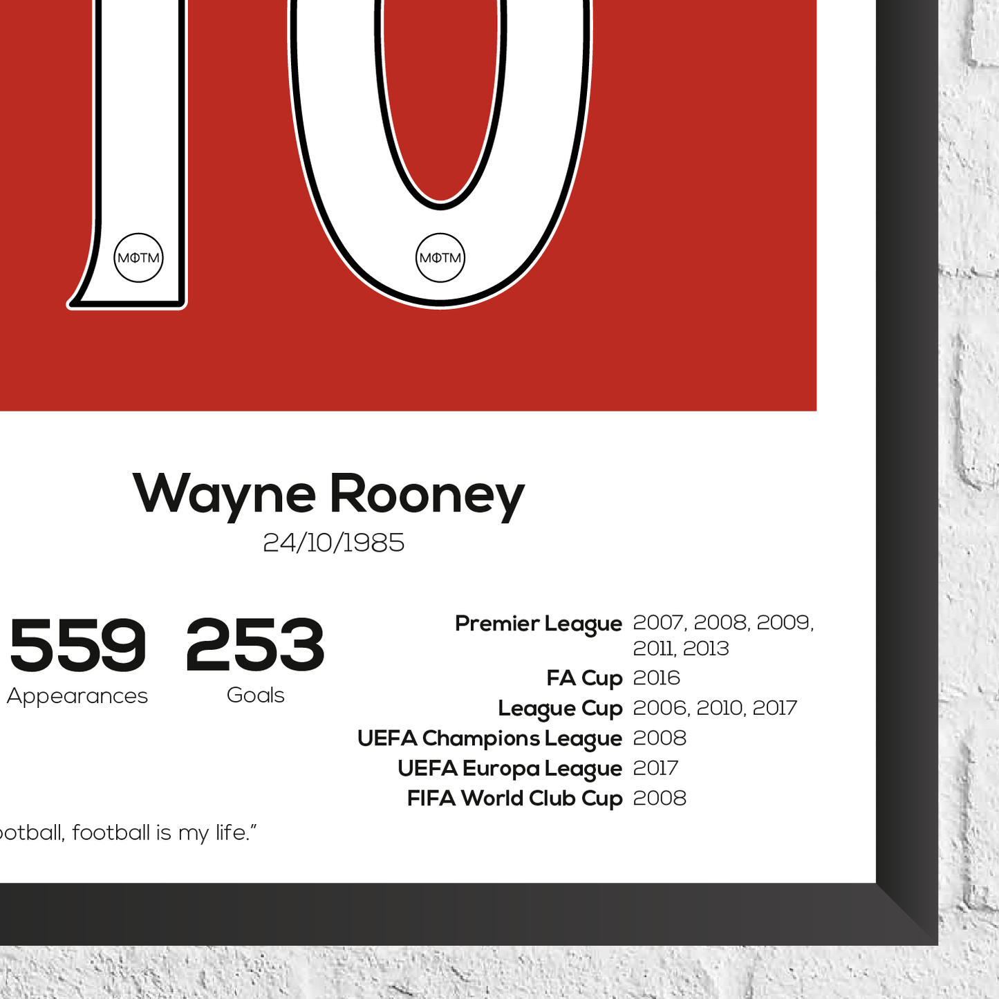 Wayne Rooney Legend Stats Print
