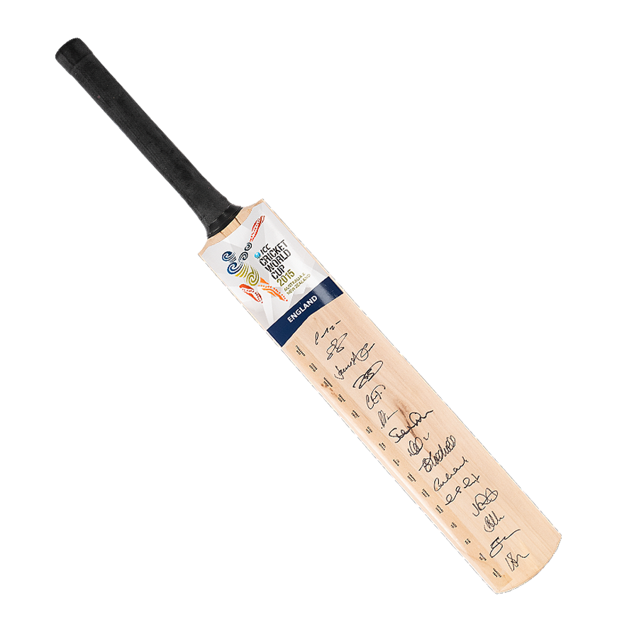 England Team Signed 2015 ICC Cricket World Cup Bat