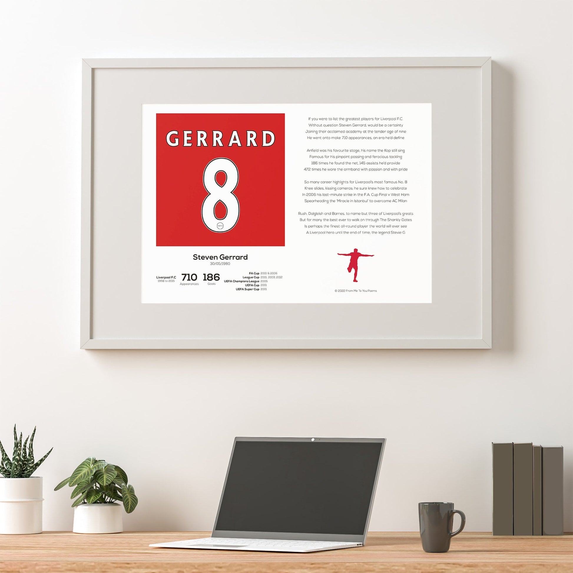 Steven Gerrard Liverpool Stats & Poem Print - Man of The Match Football