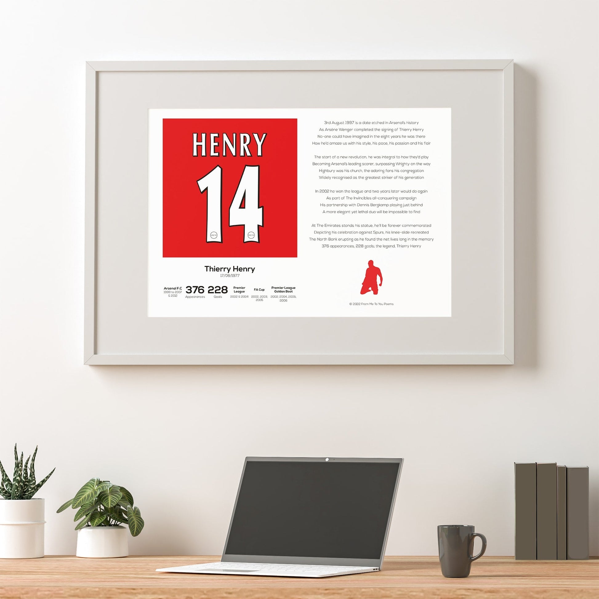 Thierry Henry Arsenal Stats & Poem Print - Man of The Match Football