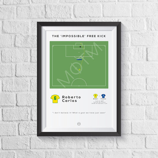 Roberto Carlos The 'Impossible' Free Kick Print - Man of The Match Football