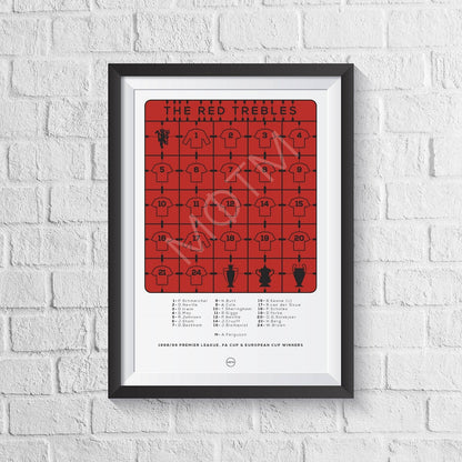 Manchester United 'The Red Trebles' 1998/1999 Print - Man of The Match Football