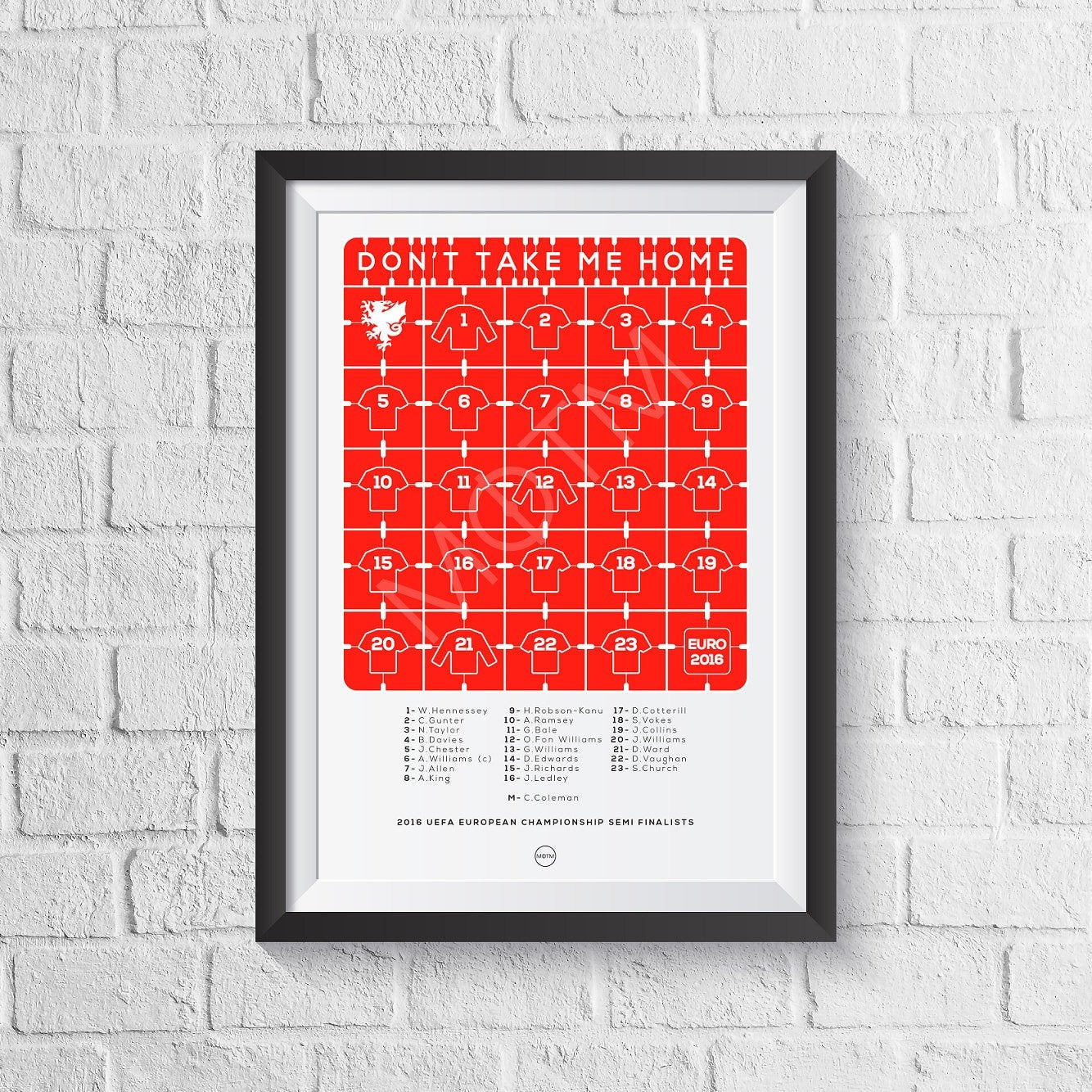 Wales Euro 2016 'Don't Take Me Home' Squad Print - Man of The Match Football