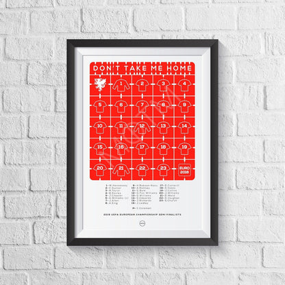 Wales Euro 2016 'Don't Take Me Home' Squad Print - Man of The Match Football