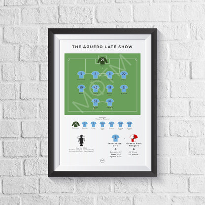 Manchester City vs QPR 2012 Premier League Print - Man of The Match Football