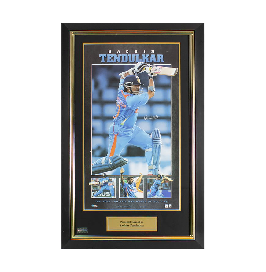 Sachin Tendulkar Signed and Framed India Photo: The Most Prolific Run Maker of All Time